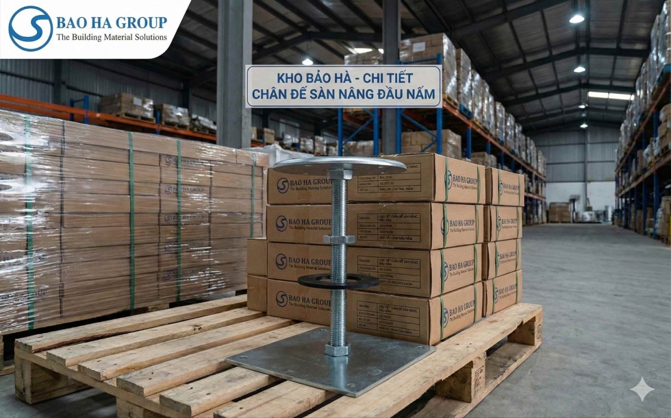 Cấu tạo chi tiết chân đế sàn nâng đầu nấm tại kho Bảo Hà